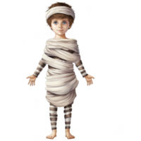 Young Boy Dressed as a Mummy with Glitched Background png