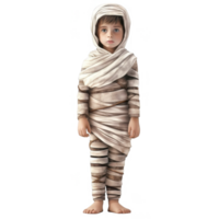 A Young Child Dressed in an Authentic Mummy Costume for Halloween png