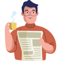 man drinking coffee isolated png