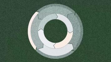 rotating circles slow motion. animation with retro noise color style. three circle moving. video