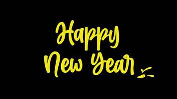 Happy new year animation text with chroma key. 4K footage handwriting text suitable for greeting card and celebration video