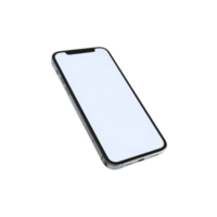 Mockup of a cellphone with a pristine white screen on a transparent background png