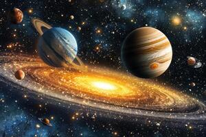 Planets and Galaxy in Space. photo