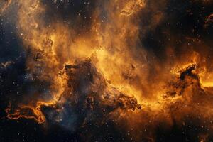 Golden nebula with stars in deep space. photo