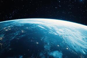 Earth from space with city lights. photo