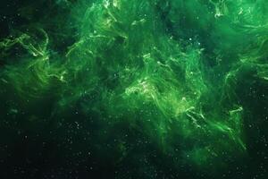 Green nebula with stars in space. photo
