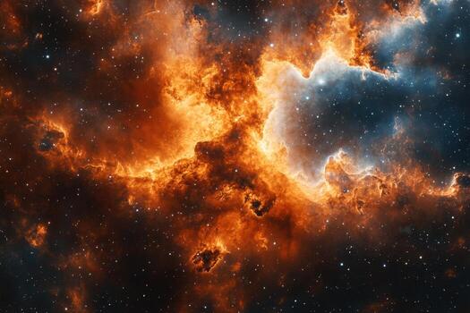 Fiery nebula with stars in deep space. photo