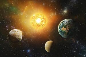 Sun and Planets in Space. photo