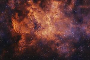 A vibrant nebula with swirling clouds of gas and dust, illuminated by distant stars. photo