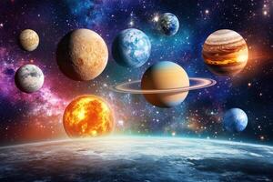 Planets of the solar system in space. photo