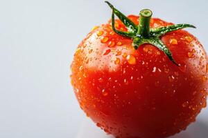 A tomato with water droplets on it photo
