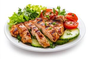 Grilled chicken breast with fresh salad. photo