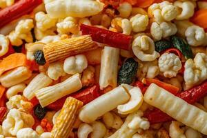 A pile of different types of dried vegetables photo