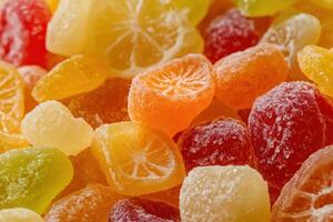 A pile of colorful fruit pieces photo