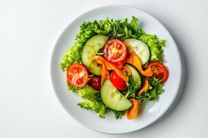 A plate with a salad of vegetables and peppers photo
