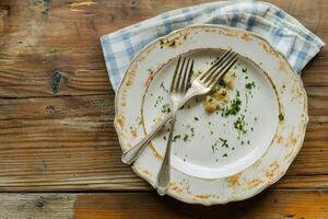 A plate with fork and knife on it photo