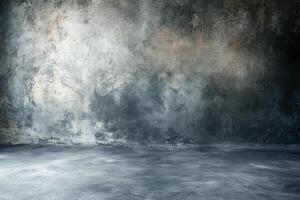 A dark, textured concrete wall with a spotlight. photo