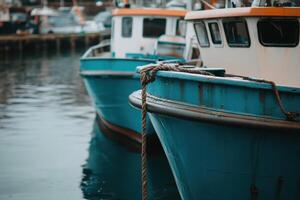 Two boats tied together photo