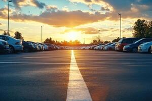 A parking lot with cars parked in it photo