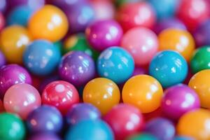 A close-up of colorful plastic balls. photo