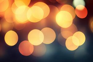 Abstract blurry bokeh background with warm yellow and orange lights. photo