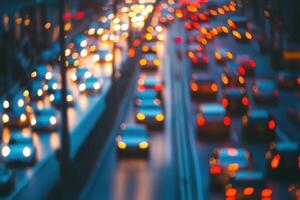 Blurred city traffic at night. photo