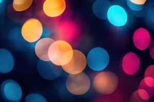 Abstract colorful bokeh lights on a dark background. photo