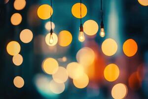 Bokeh lights illuminate the night. photo