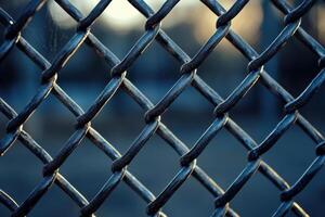 Close-up of a chain-link fence. photo