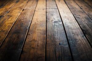 Rustic wooden floor with a warm, inviting feel. photo