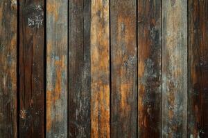 Weathered wooden planks in a vertical pattern. photo