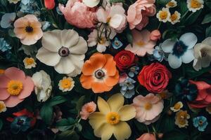 A vibrant array of colorful flowers. photo