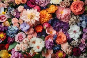 A vibrant, colorful, and diverse bouquet of flowers. photo