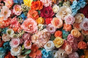 A large flower arrangement made of paper flowers photo