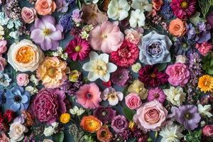 Colorful floral arrangement on a dark background. photo