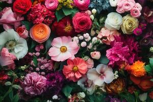 Colorful floral arrangement with various flowers. photo