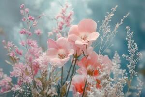 Delicate pink flowers in a soft, dreamy blur. photo