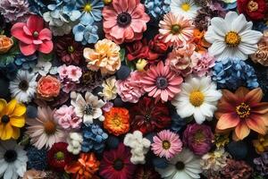 Colorful flower arrangement with various types of flowers. photo