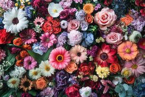 Colorful flower arrangement background. photo