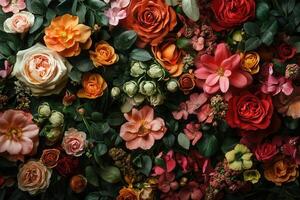 A large arrangement of flowers is shown in this photo
