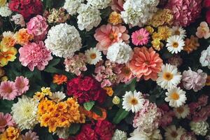 Colorful flower wall background. photo