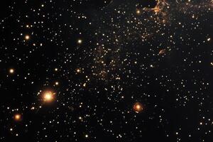 A dense field of stars and nebulae in space. photo