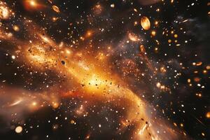 A colorful nebula with stars and dust. photo