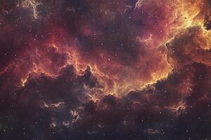 A breathtaking view of a fiery nebula with scattered stars. photo