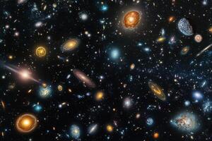A cosmic tapestry of galaxies, nebulae, and stars. photo