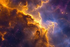 A cosmic nebula with vibrant colors and swirling gas clouds. photo