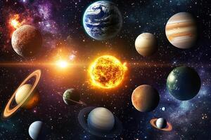A composite image of the planets in our solar system. photo
