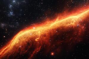 A fiery nebula in the vast expanse of space. photo