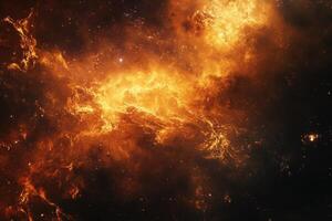 A fiery nebula of gas and dust glows brightly against the backdrop of the cosmos. photo