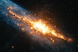 A fiery explosion in space. photo